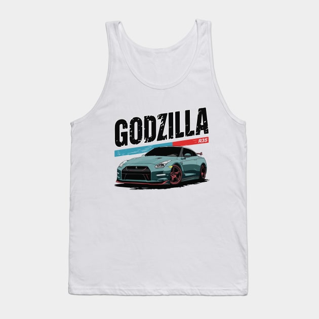 Godzilla Nissan GTR R35 JDM Vintage Car Tank Top by Cruise Dresses